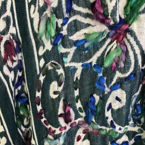 Soft Surroundings Wrap cardigan W One Size Dark Green Embroidered Paisley  Boho - Picture 6 of 8